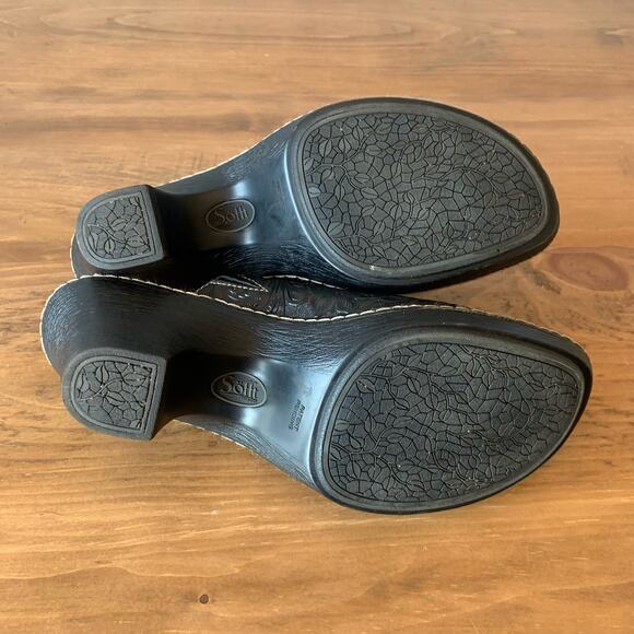 Sofft Clog Mule Womens Size 8.5M Leather Black ShoeTooled Slip-On Work Shoe - Picture 6 of 9